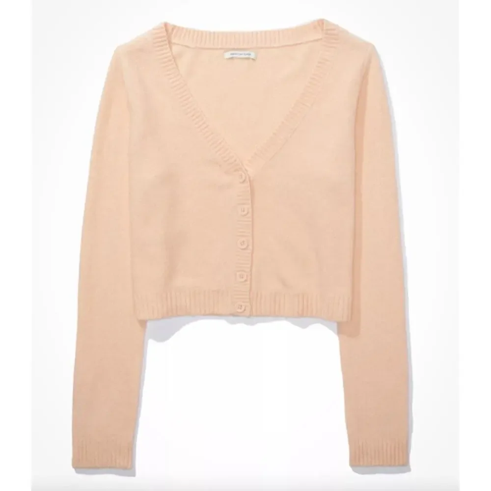 NWT American Eagle Cropped Boxy Button Front Cardigan Sweater Peach Size Medium